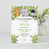 Invitation Garçon 1er anniversaire Wild One Jungle Safari (Debout devant)