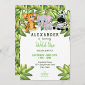 Invitation Garçon 1er anniversaire Wild One Jungle Safari (Devant / Derrière)