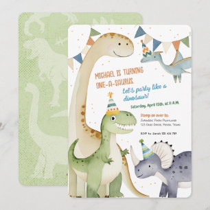 Invitation Garçon 1ère Dinomite Party mignonne One-A-Saurus