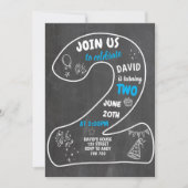 Invitation Garçon 2e anniversaire Chalkboard Numéro Bleu (Devant)