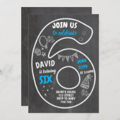 Invitation Garçon 6e anniversaire Sixième numéro de tableau d (Devant / Derrière)