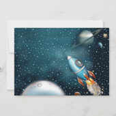 Invitation Garçon Anniversaire Aventure spatiale de fusée (Dos)