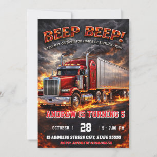 Invitation Garçon Anniversaire Camion Poids Lourd Moderne Per