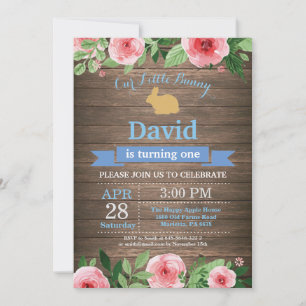 Invitation Garçon anniversaire lapin oeuf de Pâques 1er Premi