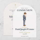 Invitation Garçon aquarelle Première Communion (Devant / Derrière)