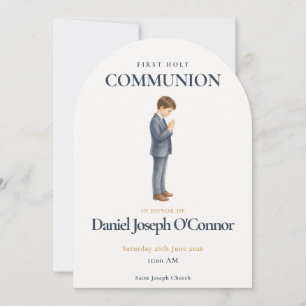 Invitation Garçon aquarelle Première Communion
