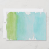 Invitation Garçon aquarelle vert tropical et bleu jungle (Dos)