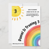 Invitation Garçon Arc-en-ciel 3e anniversaire, fête d'anniver (Devant)