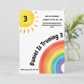 Invitation Garçon Arc-en-ciel 3e anniversaire, fête d'anniver (Debout devant)