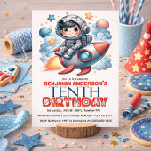 Invitation Garçon astronaute de fusée, 10e anniversaire