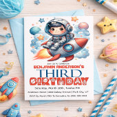 Invitation Garçon astronaute de fusée, 3e anniversaire