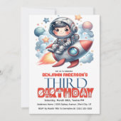 Invitation Garçon astronaute de fusée, 3e anniversaire (Devant)