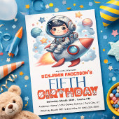 Invitation Garçon astronaute de fusée, 5ème anniversaire