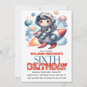Invitation Garçon astronaute de fusée, 6e anniversaire (Devant)