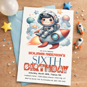 Invitation Garçon astronaute de fusée, 6e anniversaire
