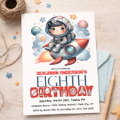 Invitation Garçon astronaute de fusée, 8e anniversaire