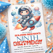 Invitation Garçon astronaute de fusée, 9e anniversaire