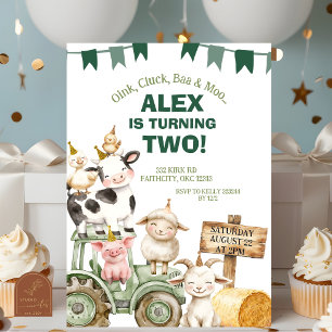 Invitation Garçon aux animaux de la ferme 2e anniversaire
