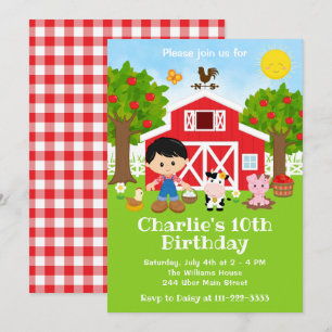 Invitation Garçon aux cheveux noirs pour anniversaire de la c