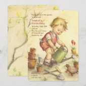 Invitation Garçon avec l'invitation de boîte d'arrosage (Devant / Derrière)