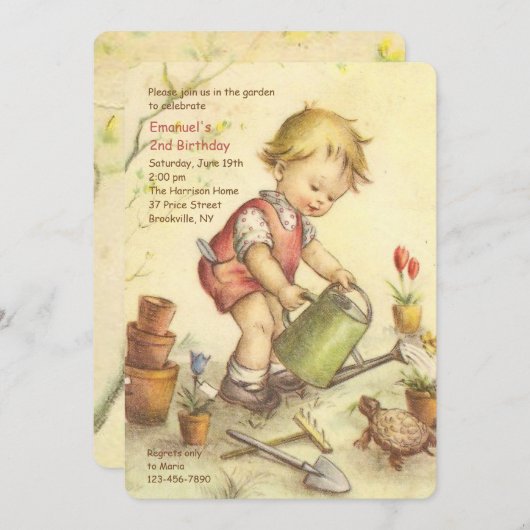 Invitation Garçon avec l'invitation de boîte d'arrosage (Devant / Derrière)