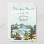 Invitation Garçon Aventure de Forêt Fête d'Anniversaire Ours (Devant)