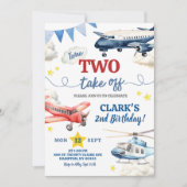 Invitation Garçon avion 2e anniversaire (Devant)