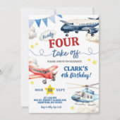 Invitation Garçon avion 4ème anniversaire (Devant)