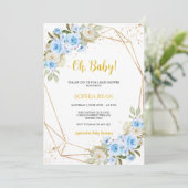 Invitation Garçon Baby shower Bleu (Debout devant)