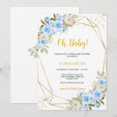 Invitation Garçon Baby shower Bleu (Devant / Derrière)