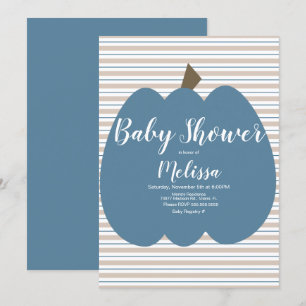 Invitation Garçon Baby Shower Citrouille Bleue