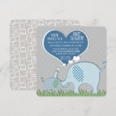 Invitation Garçon Baby shower Heart Elephants Retro Moderne (Devant / Derrière)