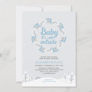 Invitation Garçon Baby Shower Hiver Merveilleux, Bleu & Gris