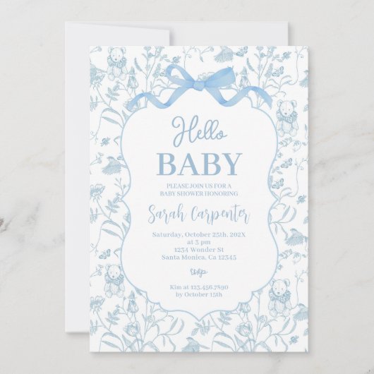 Invitation Garçon Baby shower vintage (Devant)