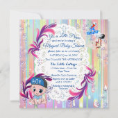 Invitation Garçon Bébé Bulles & Licornes Papillon (Dos)