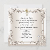 Invitation Garçon Bébé Fille Beige Crème Baptême Baptême (Dos)