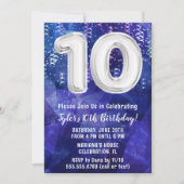 Invitation Garçon bleu blanc 10e anniversaire (Devant)