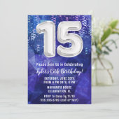 Invitation Garçon bleu blanc 15e anniversaire (Debout devant)