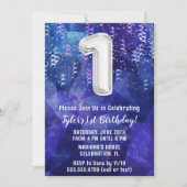 Invitation Garçon bleu blanc 1er anniversaire (Devant)