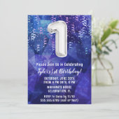 Invitation Garçon bleu blanc 1er anniversaire (Debout devant)