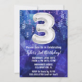 Invitation Garçon bleu blanc 3e anniversaire (Devant)