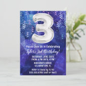 Invitation Garçon Bleu Blanc 3ème Anniversaire (Debout devant)