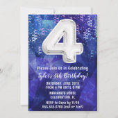 Invitation Garçon bleu blanc 4e anniversaire (Devant)