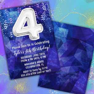Invitation Garçon Bleu Blanc 4ème Anniversaire