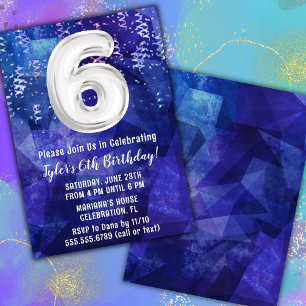 Invitation Garçon bleu blanc 6e anniversaire