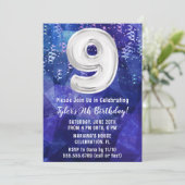 Invitation Garçon bleu blanc 9e anniversaire (Debout devant)