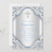 Invitation Garçon Bleu Blanc Ange Garçon Bébé Baptême (Dos)