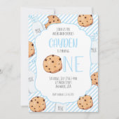 Invitation Garçon bleu lait et biscuits pour un premier anniv (Devant)