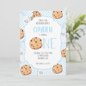 Invitation Garçon bleu lait et biscuits pour un premier anniv (Debout devant)