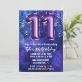 Invitation Garçon Bleu Violet 11e Anniversaire (Debout devant)